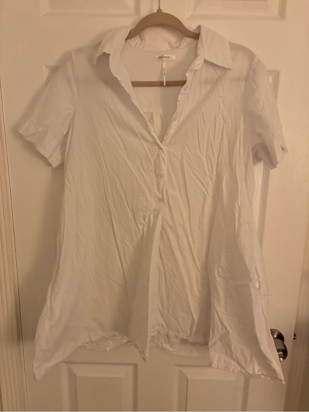 Studio White Short-Sleeve A-Line Poplin Tunic